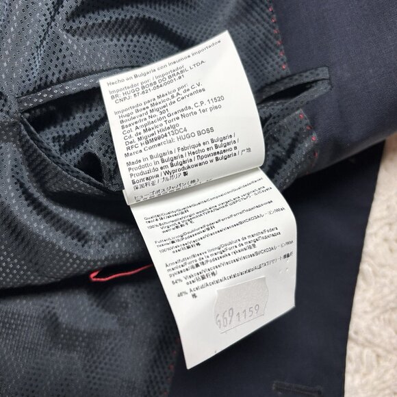 Hugo Boss Diesselstrasse Slim Fit Suit Navy Blue Size 38R W35" 100% Wool Marlane - Picture 7 of 16